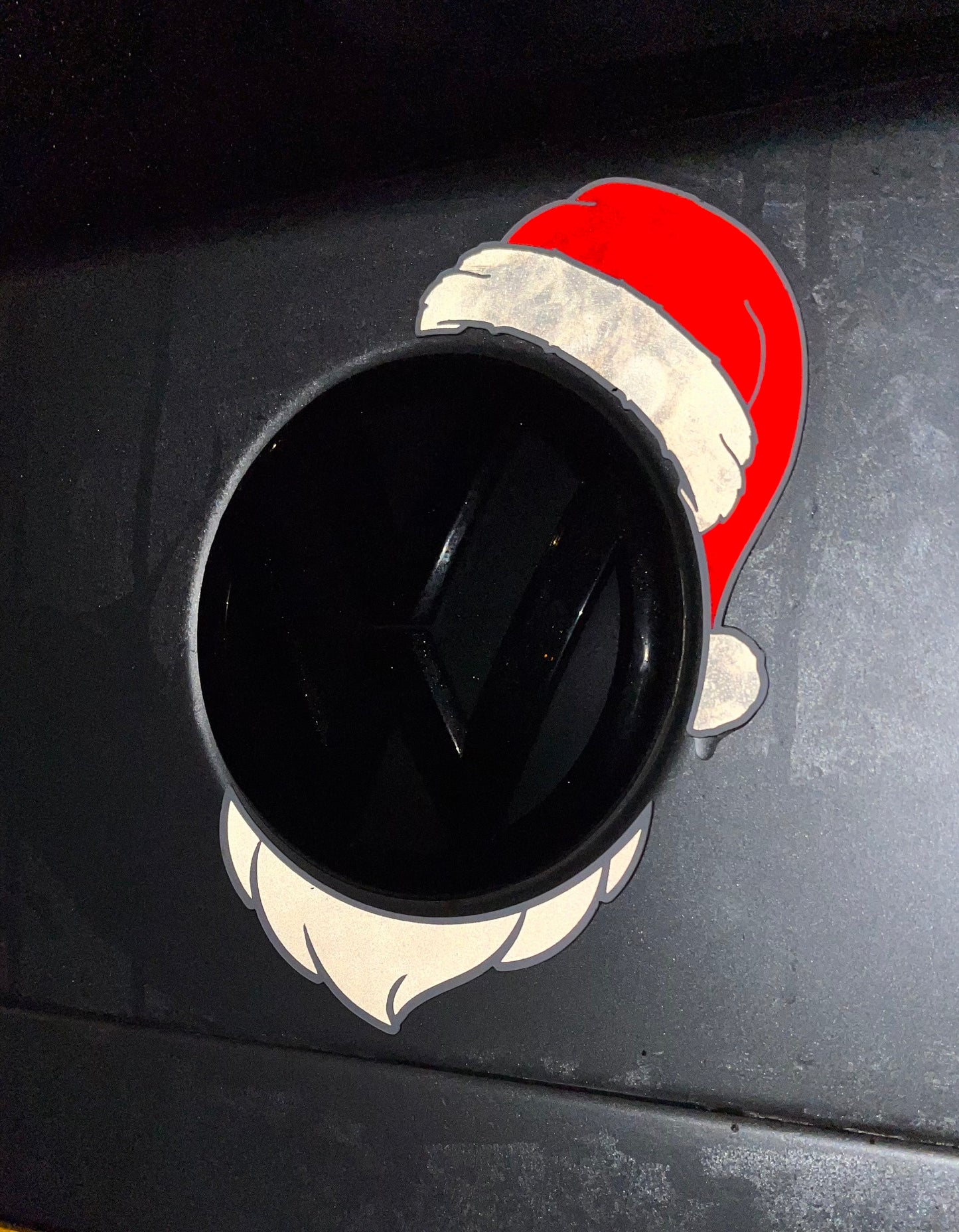 VW Rear badge magnetic Santa hat and beard - Reflective, Removable and Reusable