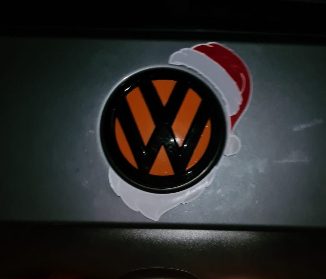 VW Rear badge magnetic Santa hat and beard - Reflective, Removable and Reusable