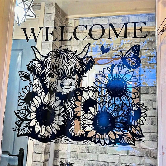 Highland Cow Welcome door/Glass graphic